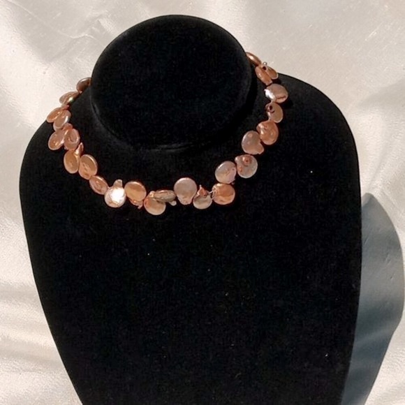 Artisan Jewelry - Freshwater Pearl Choker Bronze